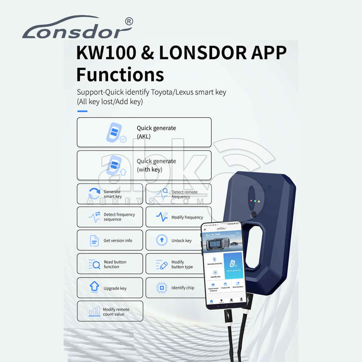 Lonsdor KW100 Bluetooth Smart Key Generator KW100 Programmer - ABK-3000 - ABKEYS.COM