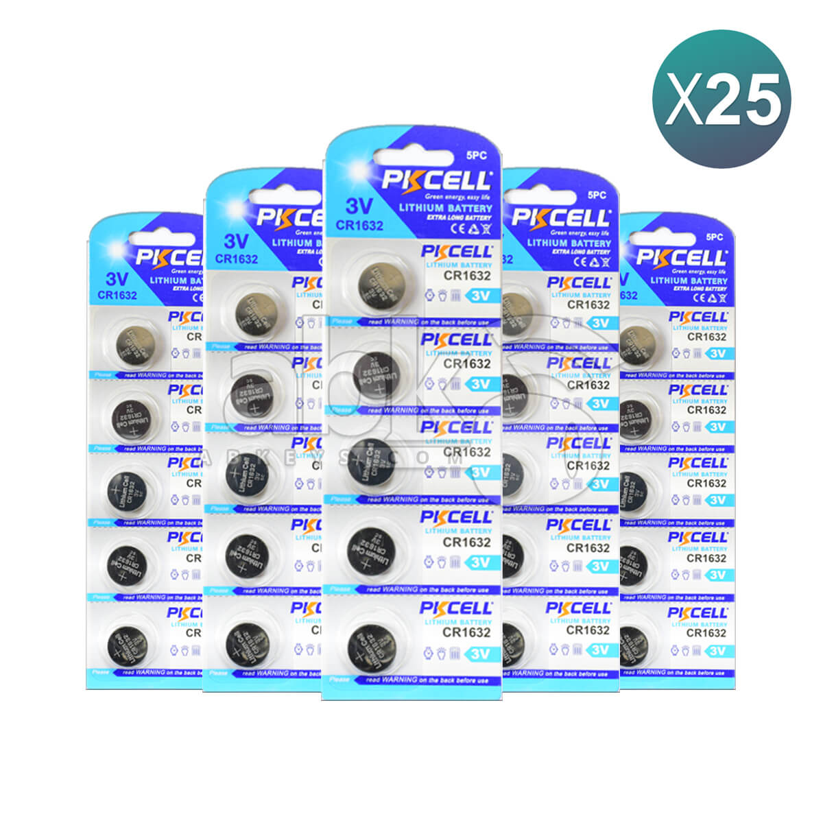 PKCell Remote Battery CR1632 For Remotes & Smart Keys 25Pcs Bundle = 125 Batteries Offer