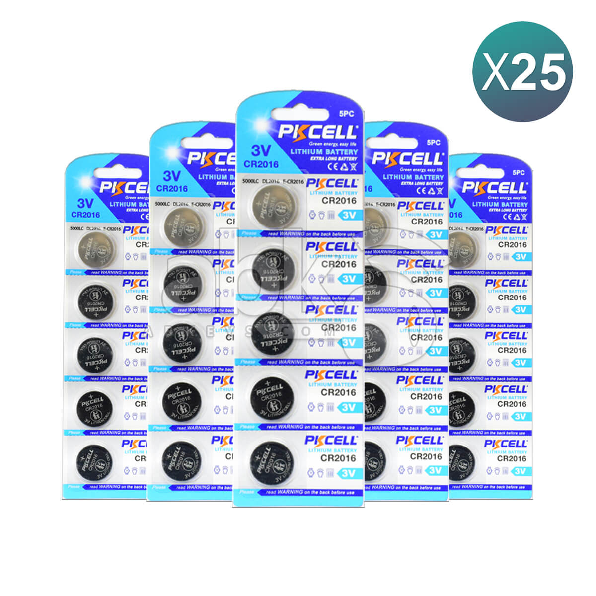 PKCell Remote Battery CR2016 For Remotes & Smart Keys 25Pcs Bundle = 125 Batteries Offer