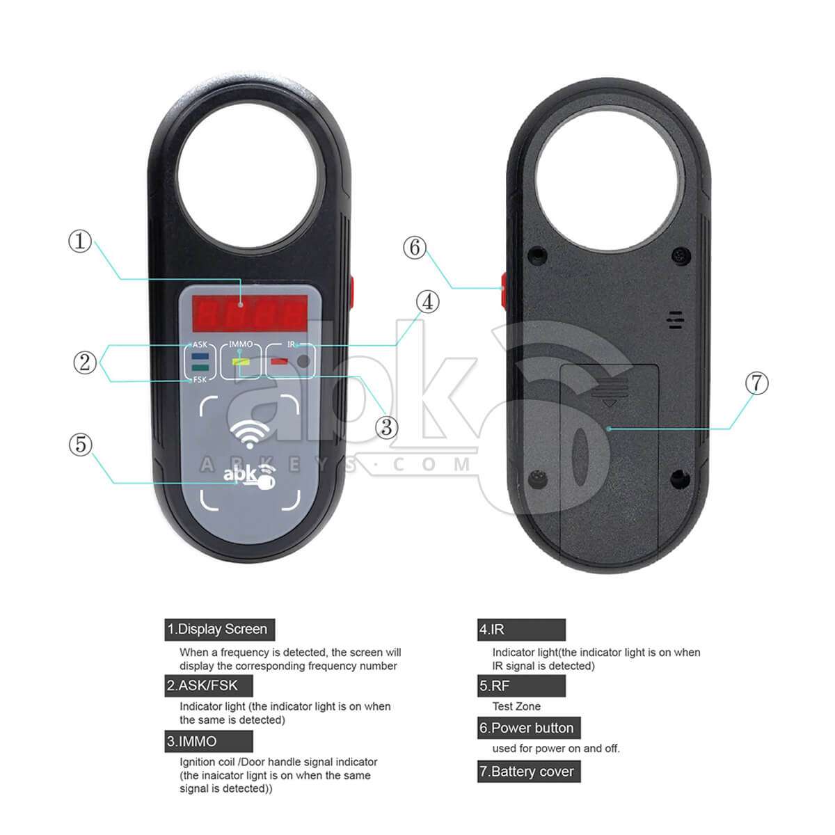 Remote Control Signal Tester Pro – Remote & Transponder Coil Detector   ABK 3333   ABKEYS