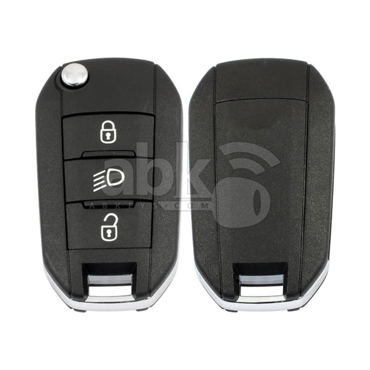 Peugeot 3008 508 5008 2017-2023 Flip Remote 3Buttons 1617020880 433MHz HUF8435 HU83 - ABK-3693