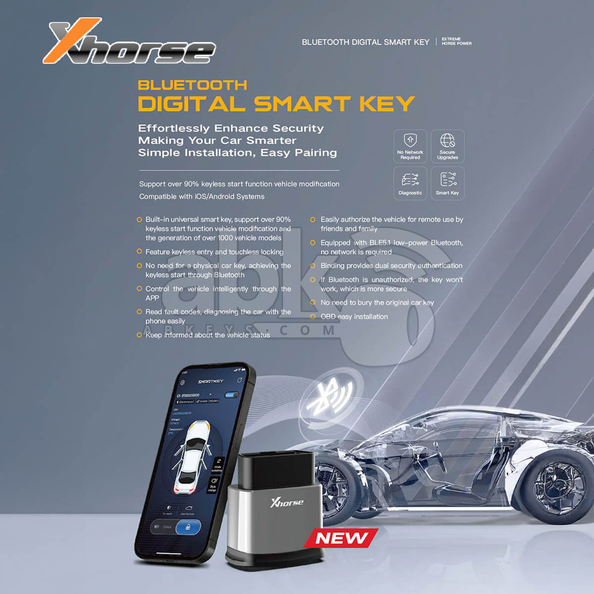 Xhorse Bluetooth Digital Smart Key XSBTK0EN Supports iOS Android   Turn your Phone to a Car Key