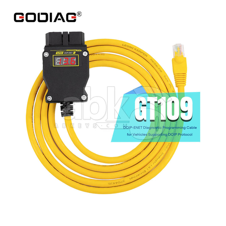 GODIAG GT109 DOIP ENET Programming Cable for BMW Benz VAG Volvo with Voltage Display for Diagnosis