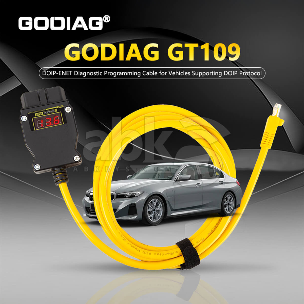 GODIAG GT109 DOIP ENET Programming Cable for BMW Benz VAG Volvo with Voltage Display for Diagnosis