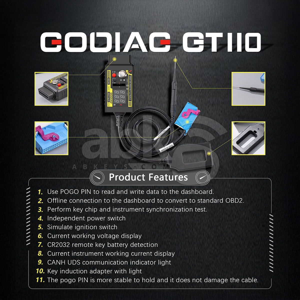 GODIAG GT110 VW Skoda Seat CAN Bus UDS 4th Generation IMMO System Test Platform Cable with POGO PIN