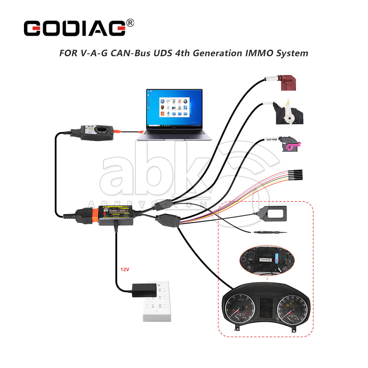 GODIAG GT115 VAG MQB   IMMO4   CAN Bus   UDS Plataforma de Teste Sistema Immo 4ª Geração Tudo em Um com PIN POGO para Leitura e Escrita de Dados