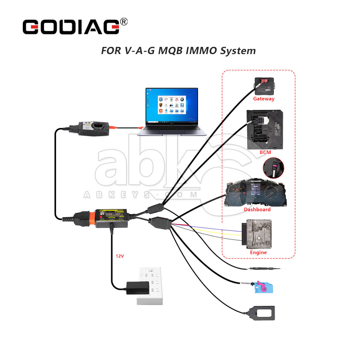 GODIAG GT115 VAG MQB   IMMO4   CAN Bus   UDS Plataforma de Teste Sistema Immo 4ª Geração Tudo em Um com PIN POGO para Leitura e Escrita de Dados