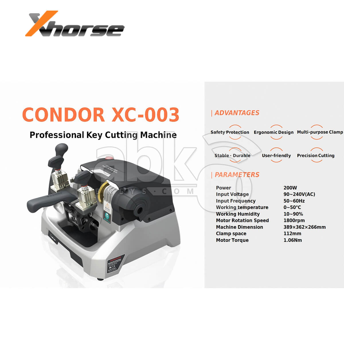 Xhorse Condor XC 003 Mechanical Key Cutting Machine With LED XC0300EN   ABK 4127   ABKEYS