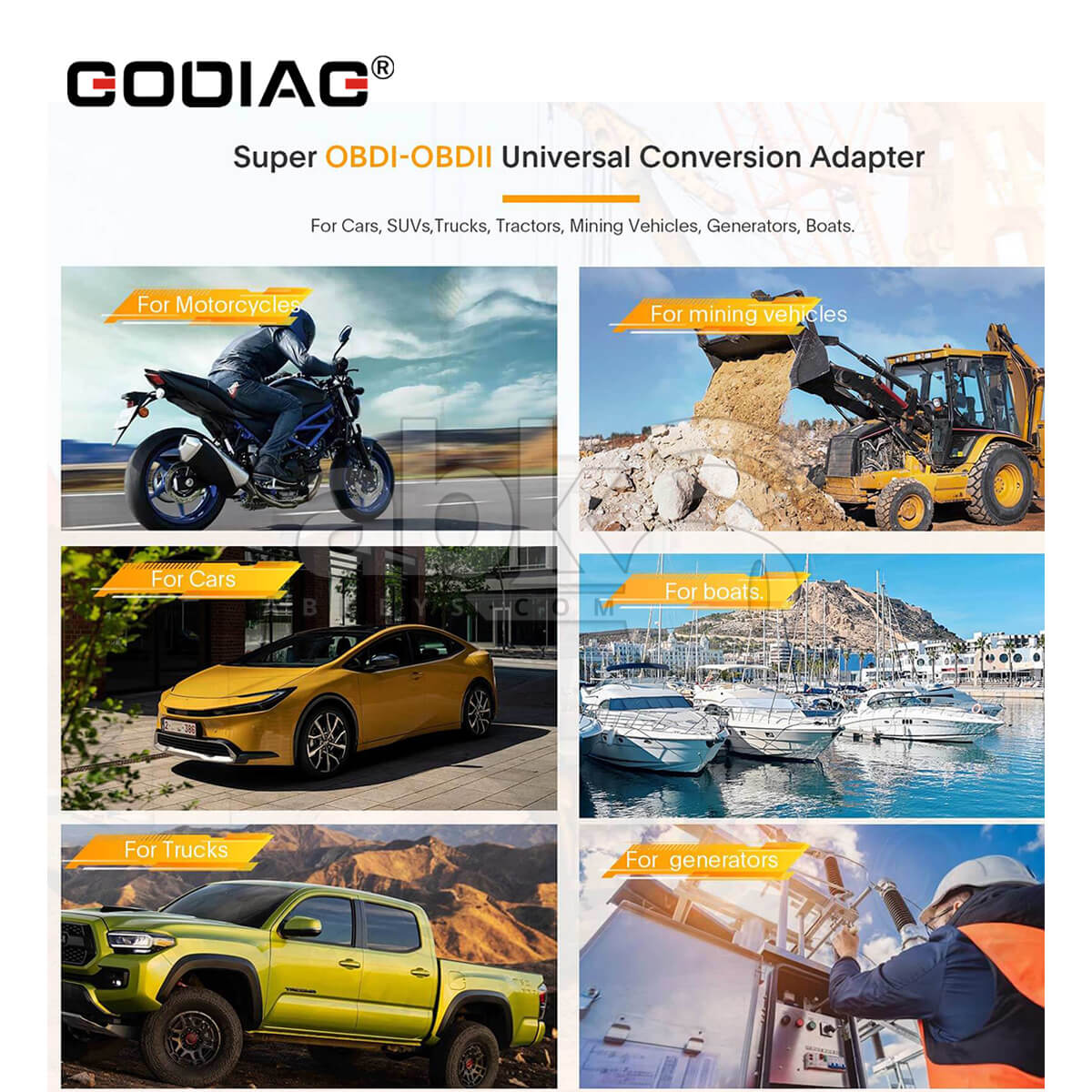 GODIAG GT108 C Configuration OBDI OBDII Universal Conversion Adapter   ABK 433   ABKEYS