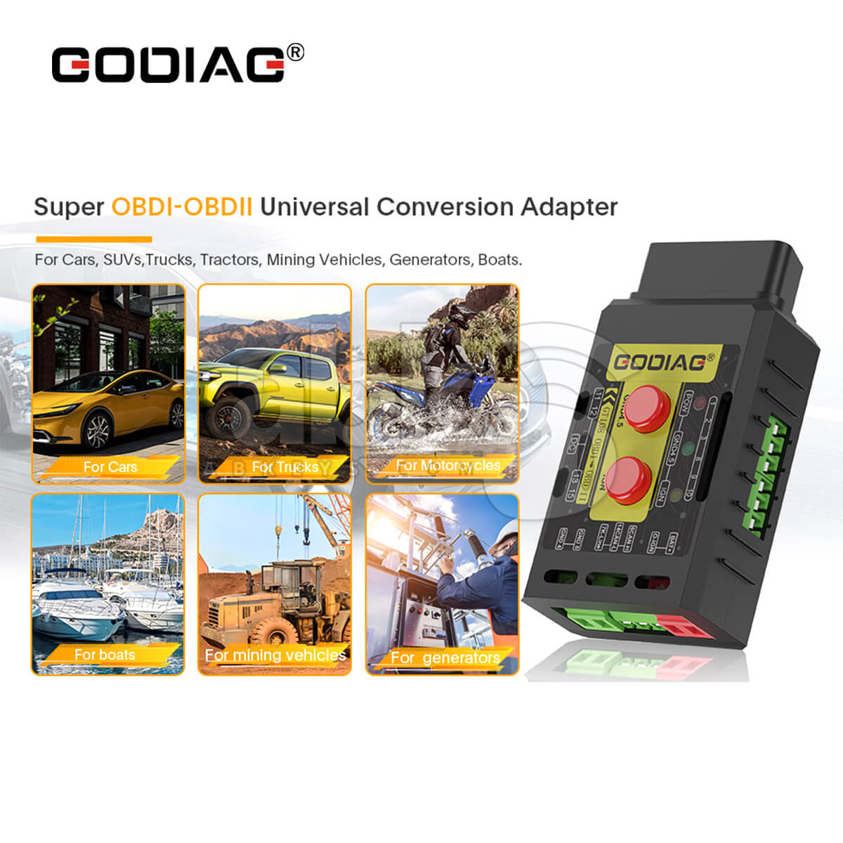 GODIAG GT108 C Configuration OBDI OBDII Universal Conversion Adapter   ABK 433   ABKEYS