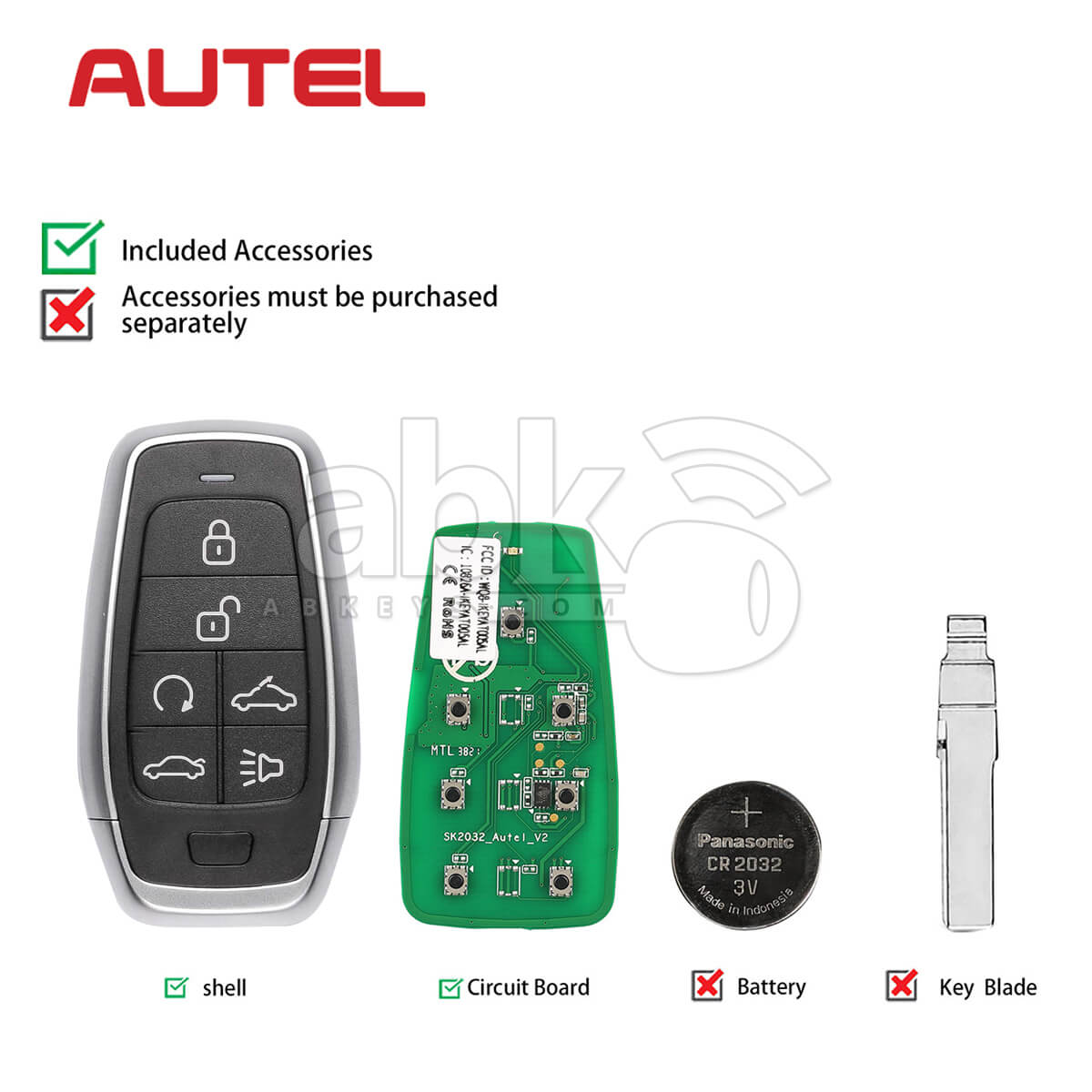 Autel Independent Universal Smart Key 6Buttons IKEYAT006CL   ABK 4478 IKEYAT006CL   ABKEYS
