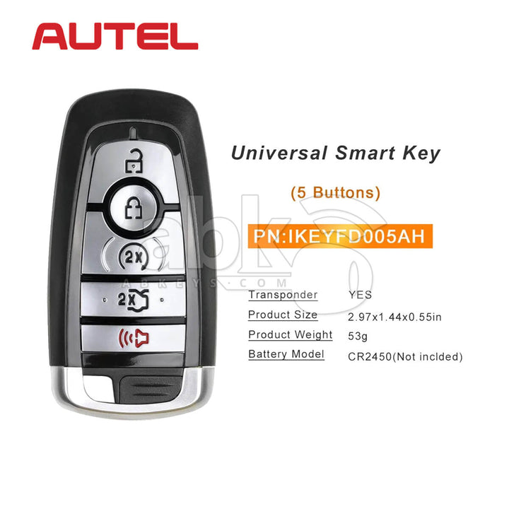 Autel Universal Smart Key 5Buttons Ford Style 868/902MHz IKEYFD005AH - ABK-4478-IKEYFD005AH