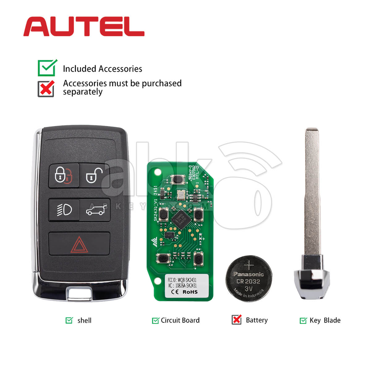 Autel Universal Smart Key 5Buttons Land Rover Style IKEYLR005AL   ABK 4478 IKEYLR005AL   ABKEYS