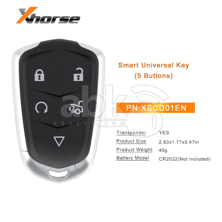 Xhorse Universal Smart Key XSCD01EN Cadillac Style X38 5Buttons - ABK-4488-XSCD01EN - ABKEYS.COM