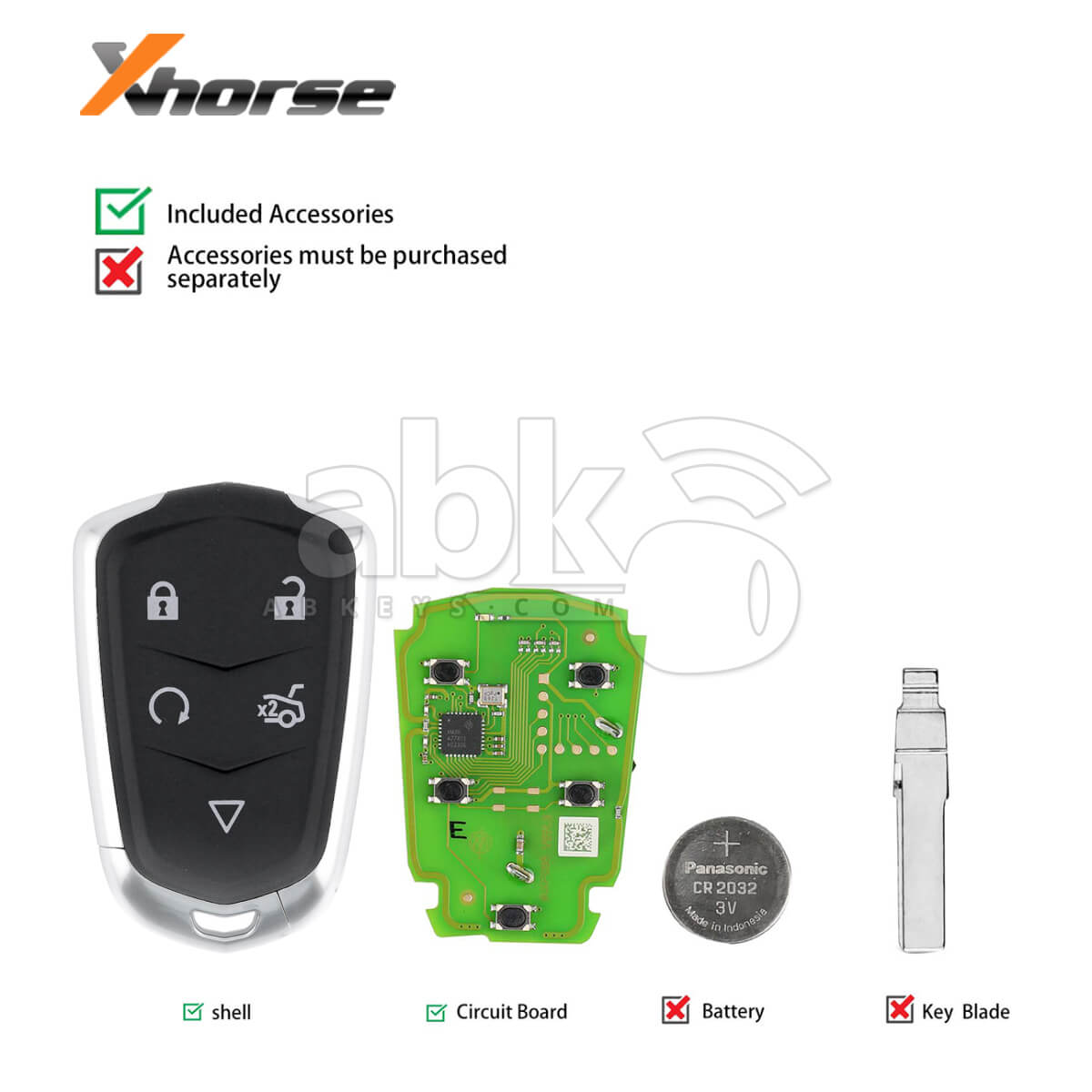Xhorse Universal Smart Key XSCD01EN Cadillac Style X38 5Buttons - ABK-4488-XSCD01EN - ABKEYS.COM