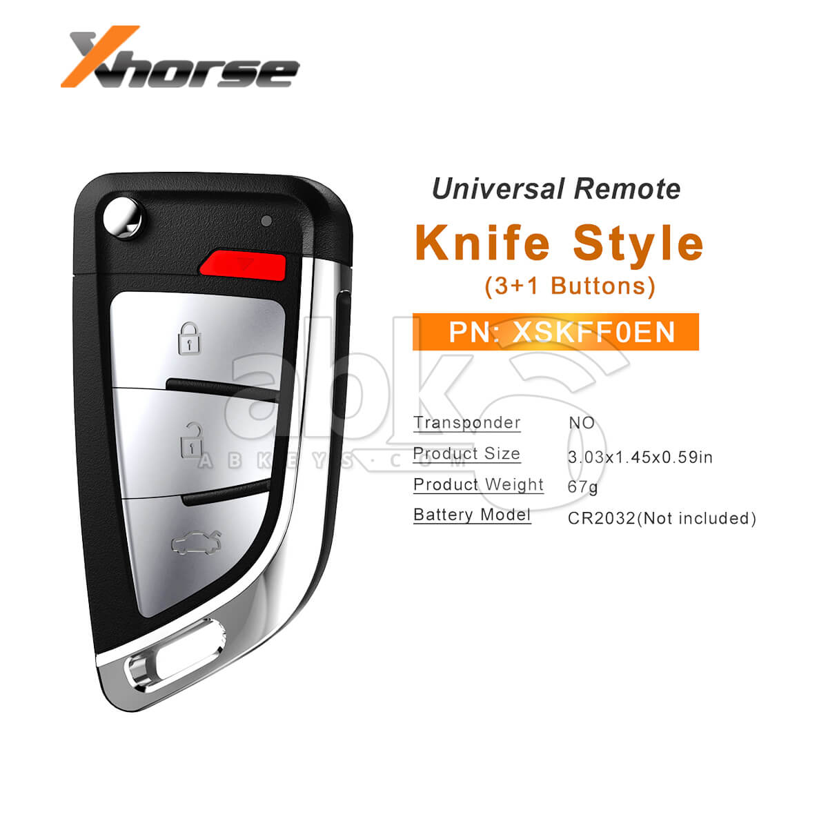 Xhorse Universal Smart Key XSKFF0EN Knife Style 4Buttons   ABK 4488 XSKFF0EN   ABKEYS