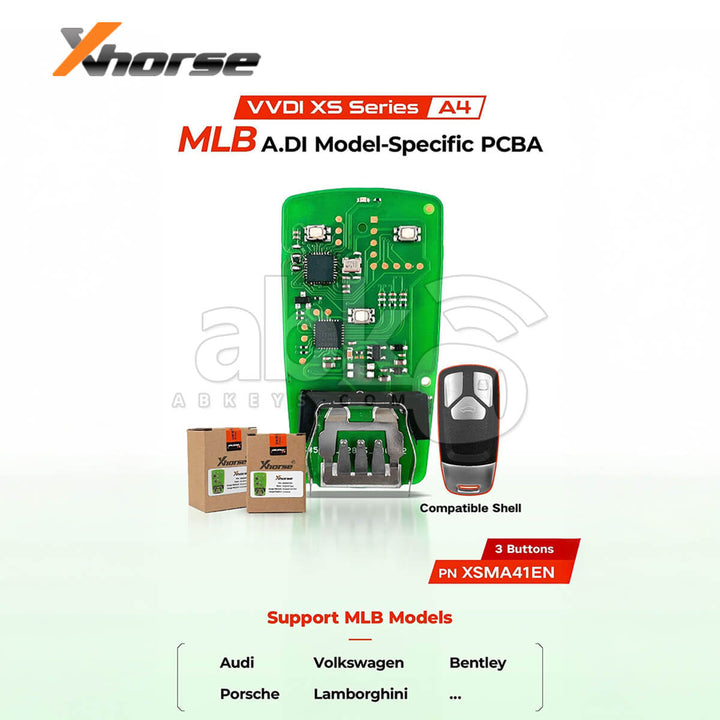 Xhorse XSMA41EN Smart Key Board With 3Buttons for Audi MLB Cars - ABK-4488-XSMA41EN - ABKEYS.COM