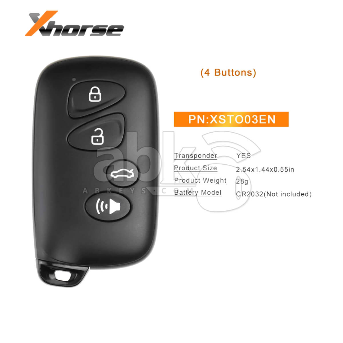 Xhorse Universal Smart Key XSTO03EN Toyota Style XM38 4Buttons   ABK 4488 XSTO03EN   ABKEYS