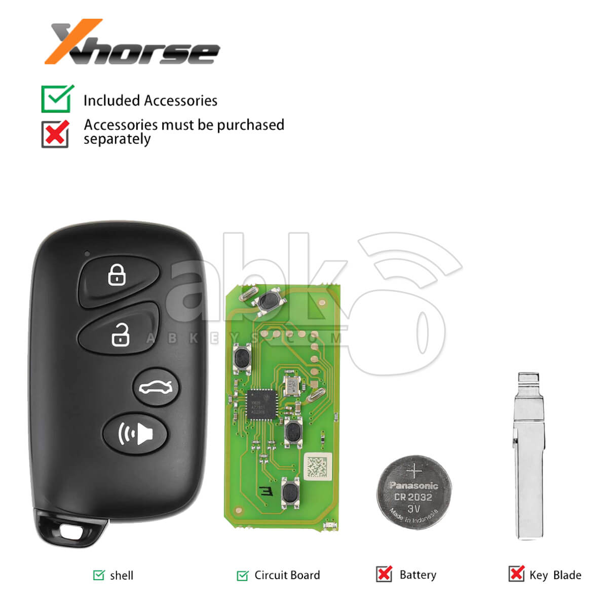 Xhorse Universal Smart Key XSTO03EN Toyota Style XM38 4Buttons   ABK 4488 XSTO03EN   ABKEYS