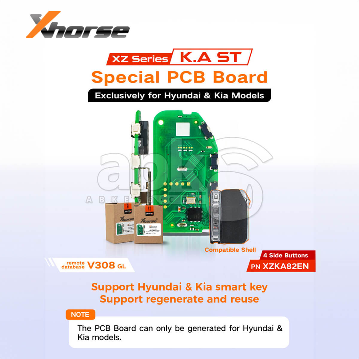 K！ Xhorse - XHS-XZKA82EN - Hyundai / Kia Smart Key 4 Buttons PCB