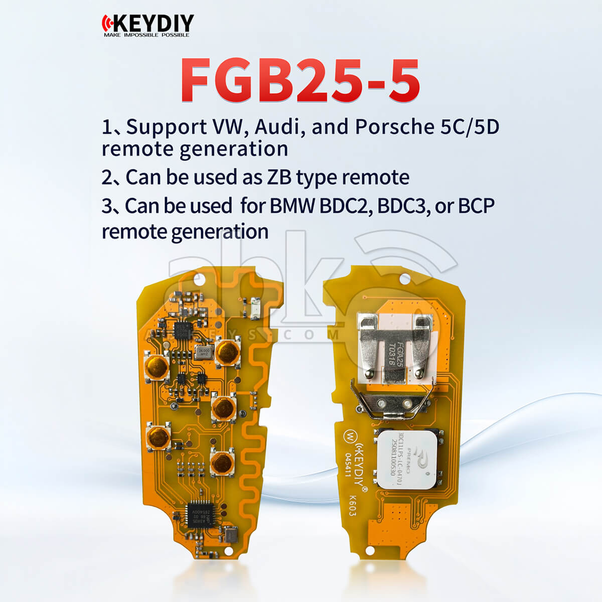 KeyDiy KD Volkswagen Audi 5C 5D MQB49 Smart Key Board 5Buttons FGB25 5