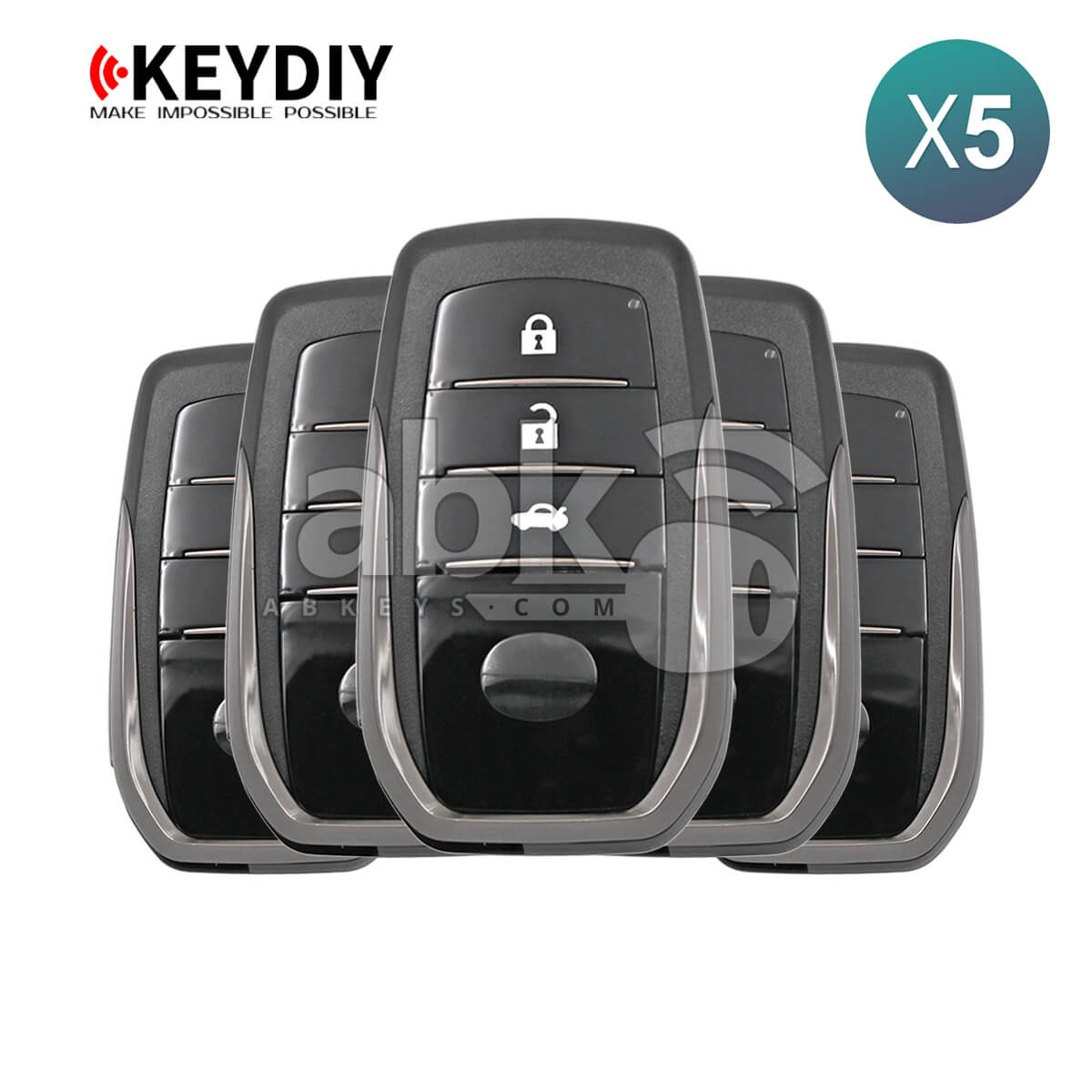 KeyDiy KD Universal Smart key ZB Series Toyota Type With 3Buttons ZB35-3 5Pcs Bundle -