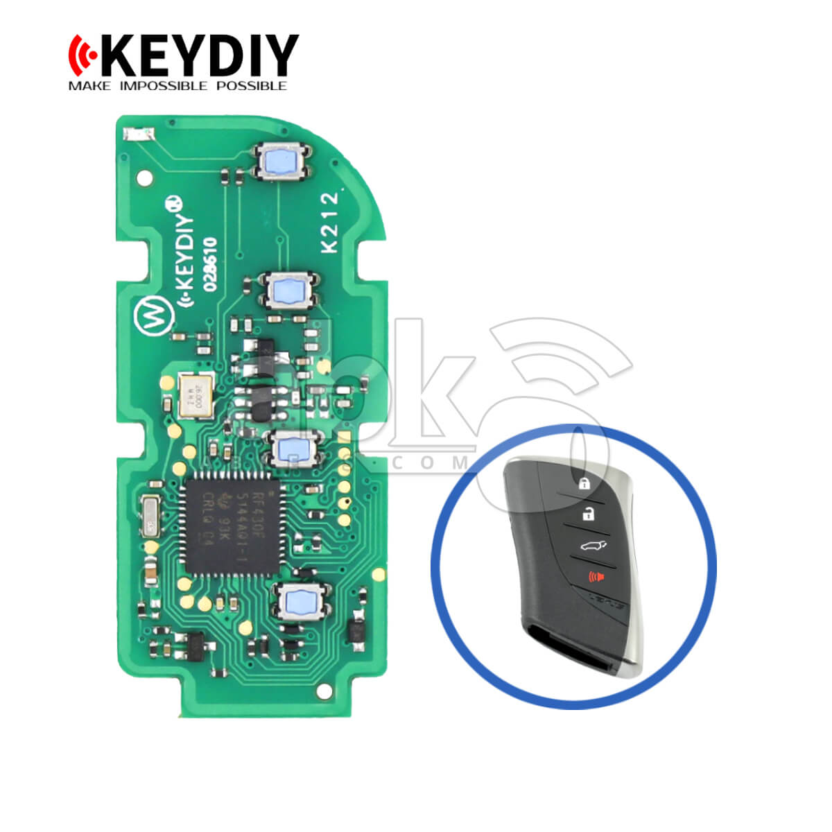 KeyDiy TB02 4 Lexus Universal Smart Key 4Buttons With 8A Transponder (PCB Only)   ABK 5092 TB02 4  