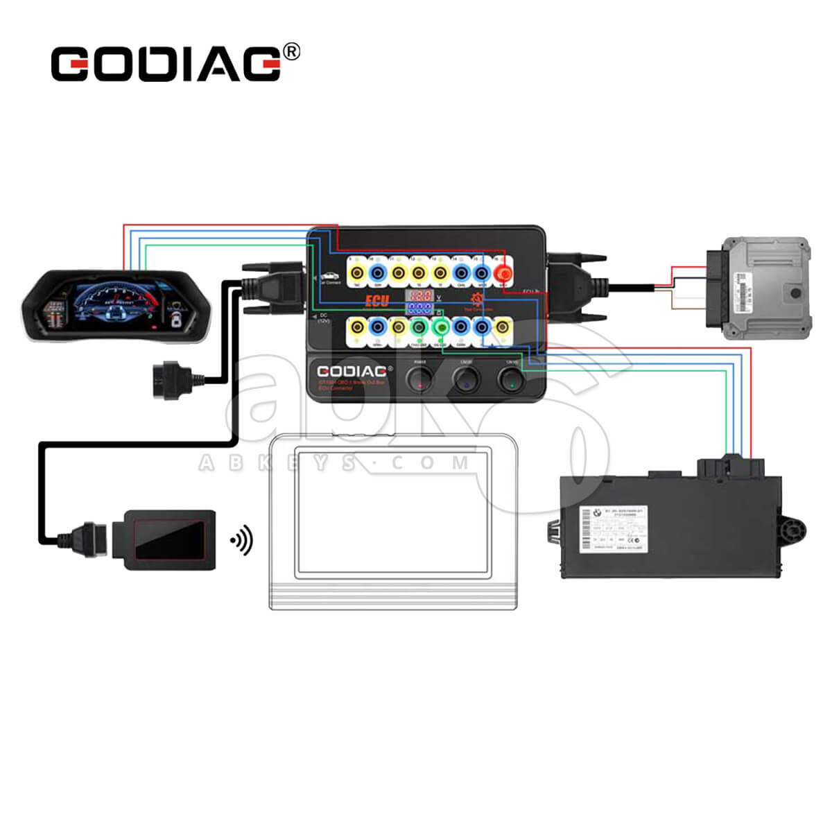 GODIAG GT100 + New Generation OBDII Break Out Box ECU Connector with Display and CANBUS Protocol