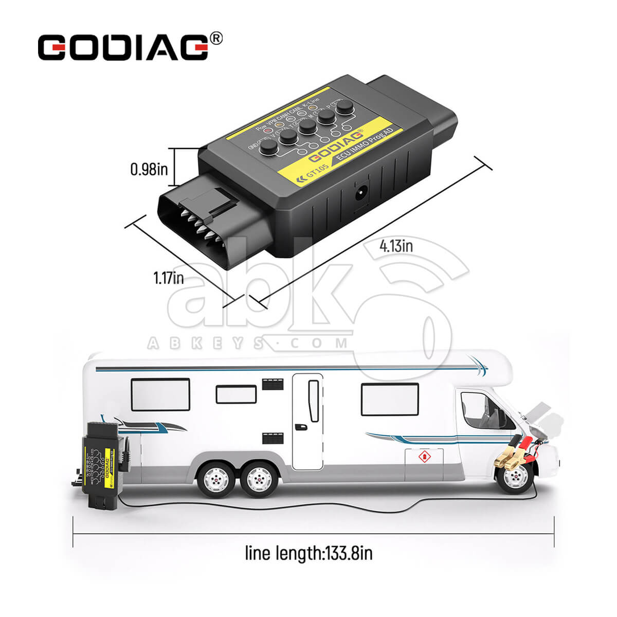GODIAG ECU IMMO Prog AD GT105 OBD II Break Out Box ECU Connector   ABK 519   ABKEYS