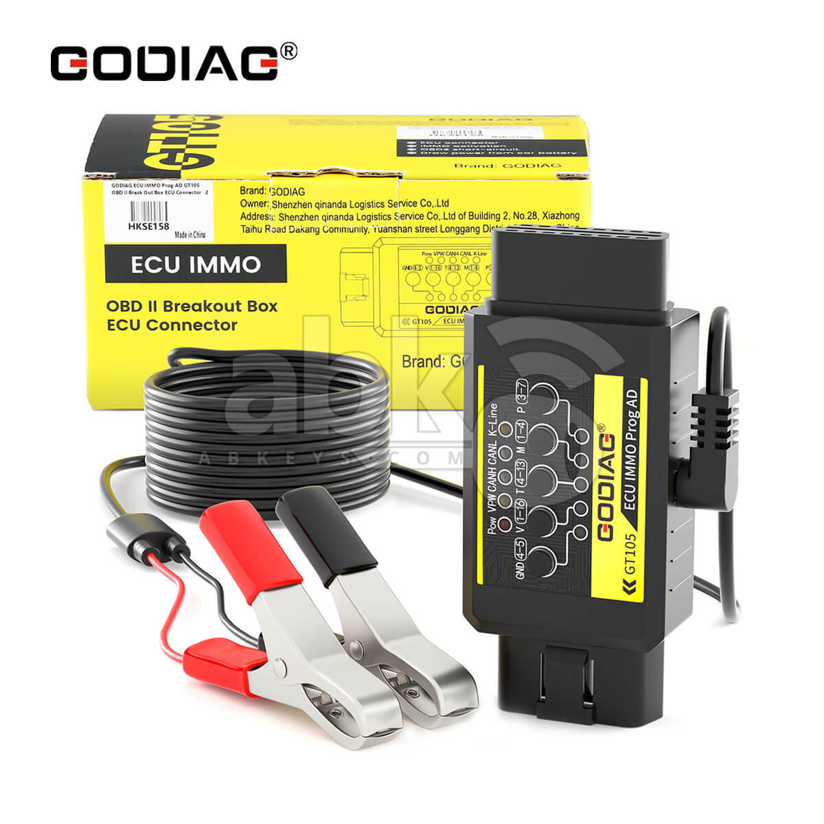 GODIAG ECU IMMO Prog AD GT105 OBD II Break Out Box ECU Connector   ABK 519   ABKEYS