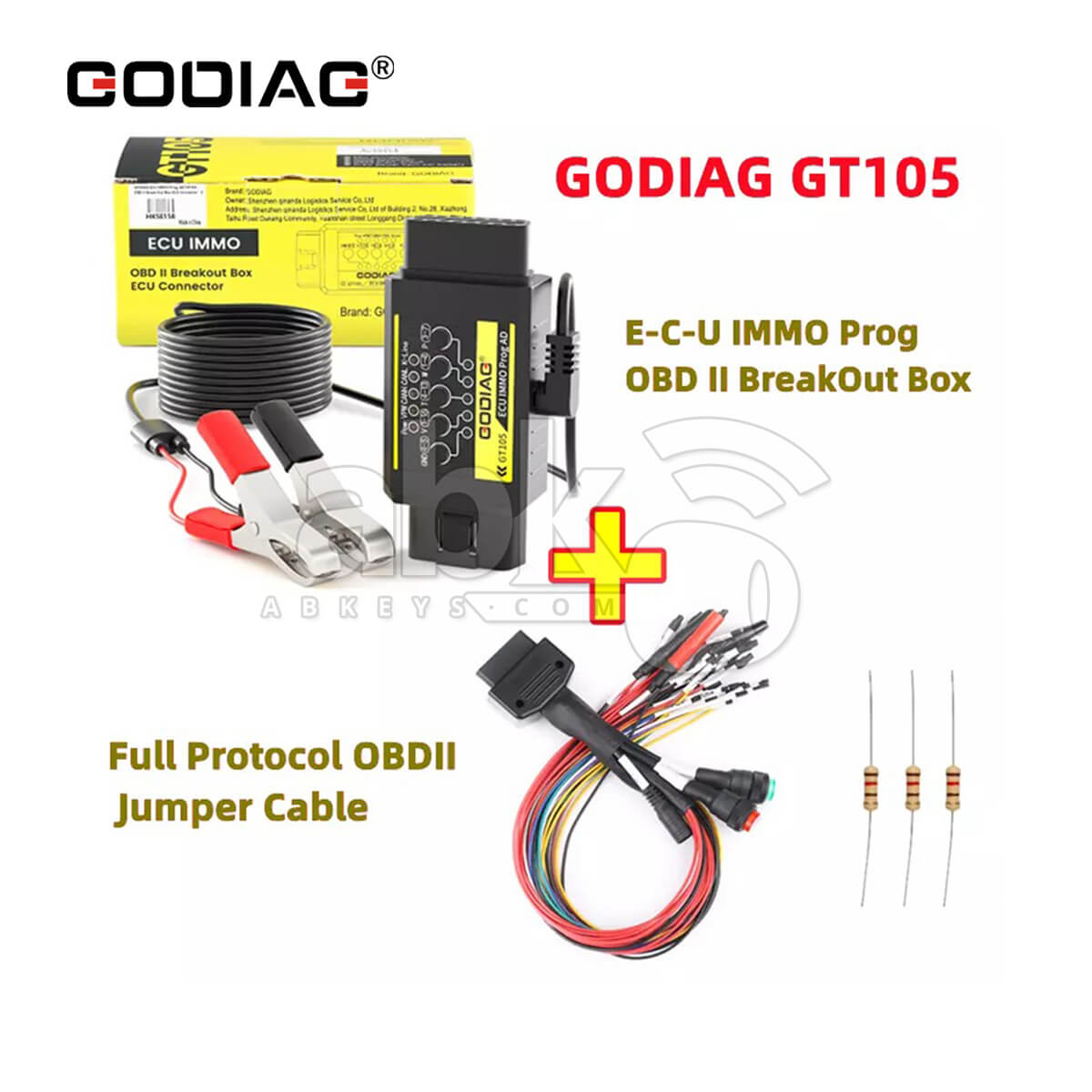 GODIAG ECU IMMO Prog AD GT105 OBD II Break Out Box Full Protocol OBD2 Universal Jumper   ABK 520