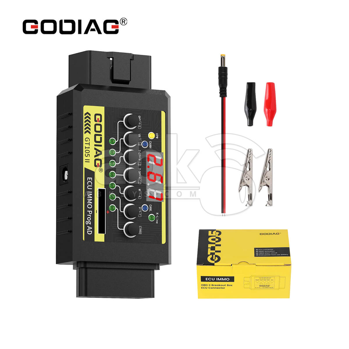 GODIAG GT105 II ECU IMMO Prog AD OBD2 Break Out Box ECU Connector Display Vehicle Voltage   ABK 537