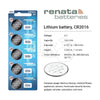 Renata Remote Battery CR2016 For Remotes & Smart Keys 5Pcs Set - ABK - 540 - 2016 - SET5 ABKEYS.COM