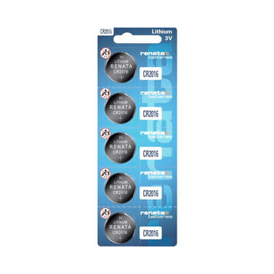 Renata Remote Battery CR2016 For Remotes & Smart Keys 5Pcs Set - ABK - 540 - 2016 - SET5 ABKEYS.COM