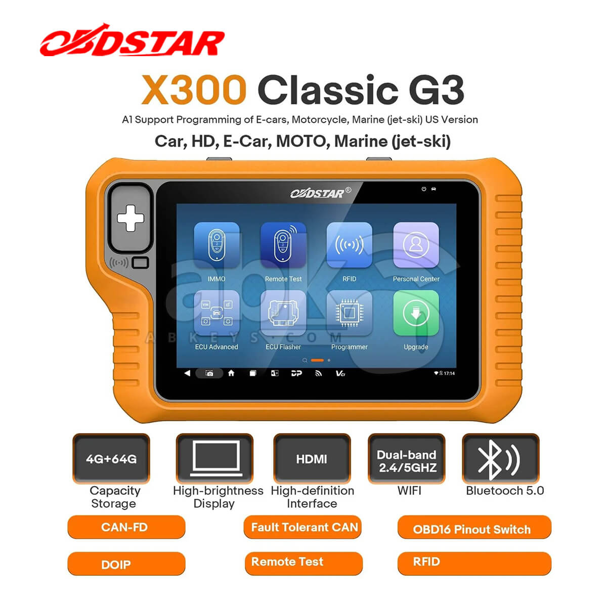 OBDStar X300 Classic G3 Key Programmer A1 Package with Built in CAN FD DoIP Supports Car E Car HD