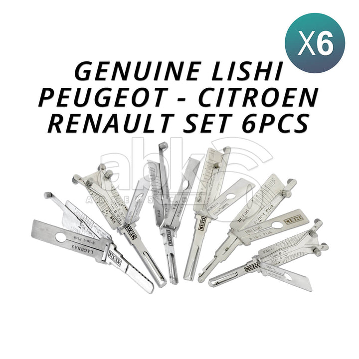 Genuine Lishi Peugeot & Renault Kit of 6 Pick / Decoder Tools - ABK-666-GLISHI-PSA-PK - ABKEYS.COM