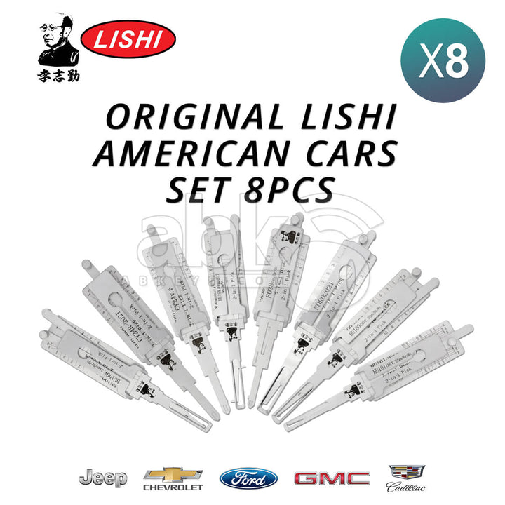 Original Lishi American Cars Kit of 8 Pick / Decoder Tools With Free Shipping