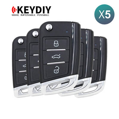 KeyDiy KD Télécommande Universelle Série B Volkswagen Type MQB Avec 3Boutons B15 5 pièces Lot