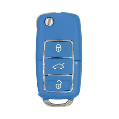 Xhorse VVDI Key Tool Estilo Volkswagen Controle Remoto Dobrável Com Fio 3Botões Azul XKB503EN
