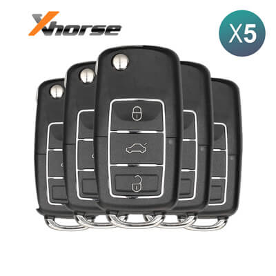 Xhorse VVDI Key Tool Style Volkswagen Télécommande Pliable Filaire 3Boutons XKB506EN 5 pièces Lot