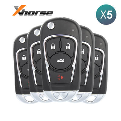 5 Mandos Remoto Abatibles Xhorse XKBU02EN Para Buick – 4 Botones: Bloqueo, Desbloqueo, Maletero Y Alarma