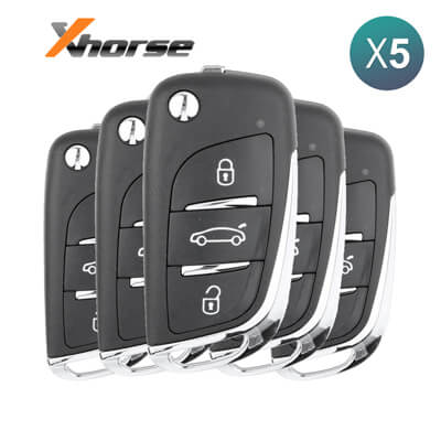 Xhorse VVDI Key Tool Style Peugeot Citroen Télécommande Pliable Filaire, 3Boutons XKDS00EN 5 pièces Lot