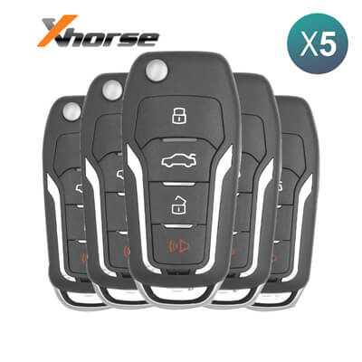 Xhorse VVDI Key Tool Télécommande Ford Style Pliable Filaire, 4Boutons XKFO01EN 5 pièces Lot