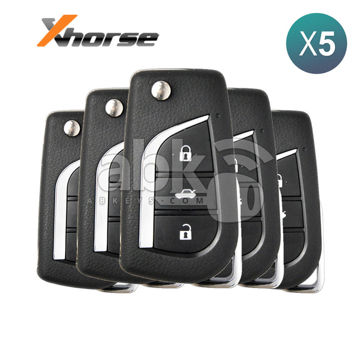 Xhorse VVDI Key Tool Toyota Style Wired Flip Remote 3Buttons XKTO00EN 5Pcs Bundle -