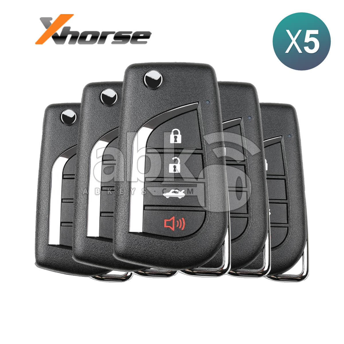 Xhorse VVDI Key Tool Toyota Style Wired Flip Remote 4Buttons XKTO10EN 5Pcs Bundle -