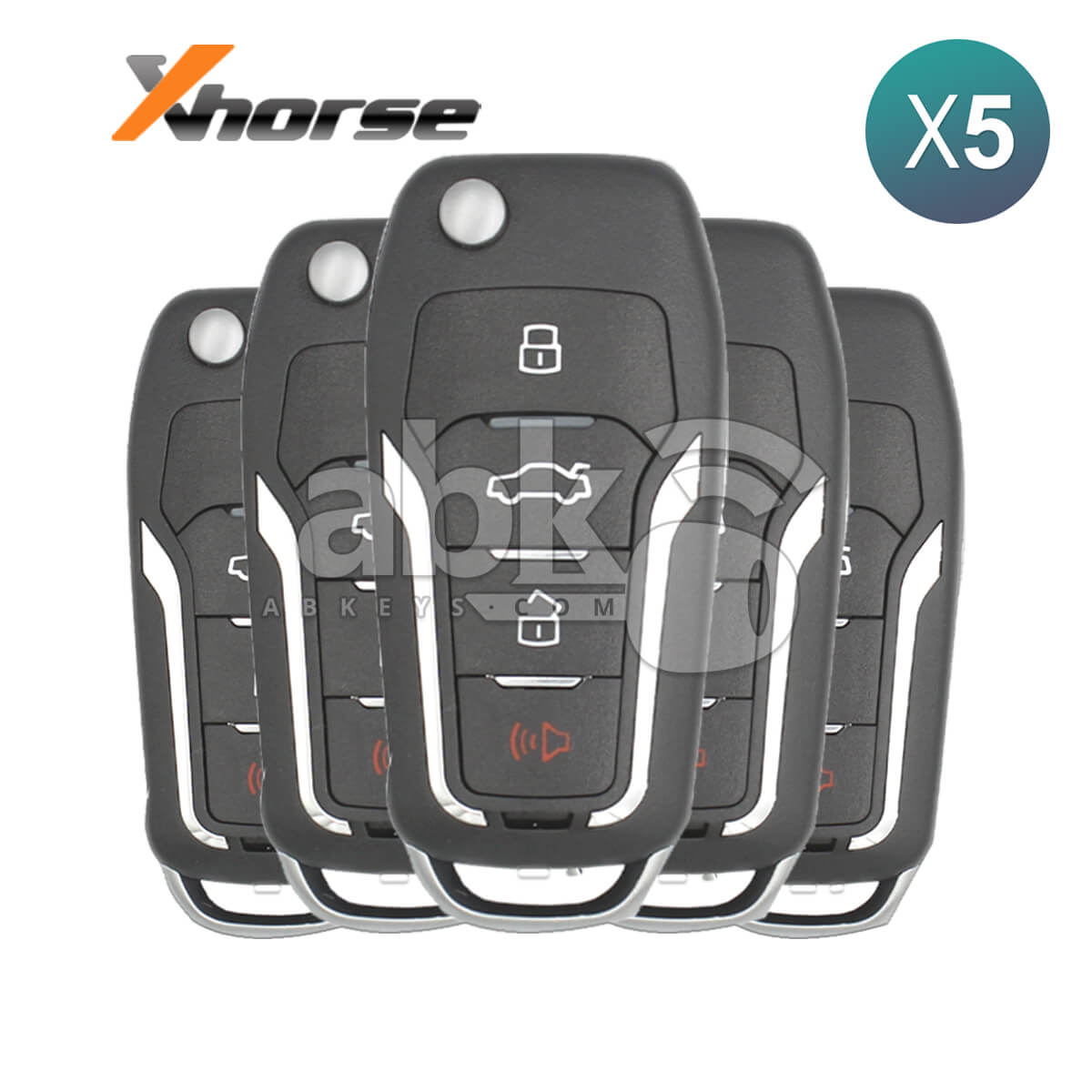 Xhorse VVDI Key Tool Ford Style Super Remote 4Buttons XT27 Super Chip XEFO01EN 5Pcs Bundle -
