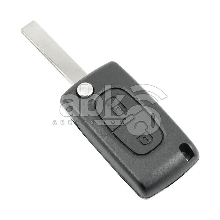 Peugeot 2003+ Flip Remote Cover 2Buttons With Battery Holder CE0536 HU83 - ABK-1144 - ABKEYS.COM