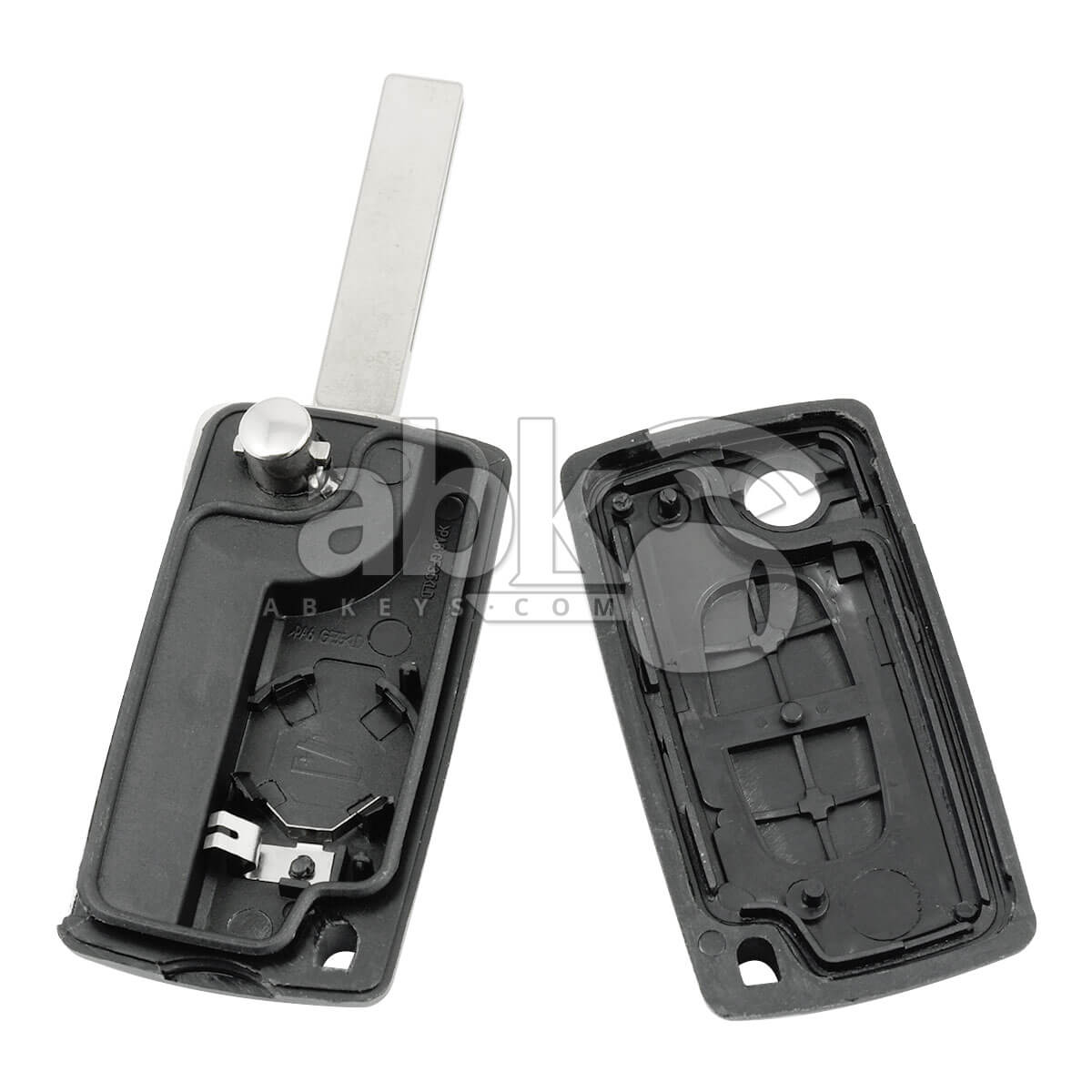 Peugeot 2003+ Flip Remote Cover 2Buttons With Battery Holder CE0536 HU83 - ABK-1144 - ABKEYS.COM