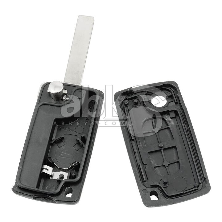 Peugeot 2003+ Flip Remote Cover 2Buttons With Battery Holder CE0536 HU83 - ABK-1144 - ABKEYS.COM