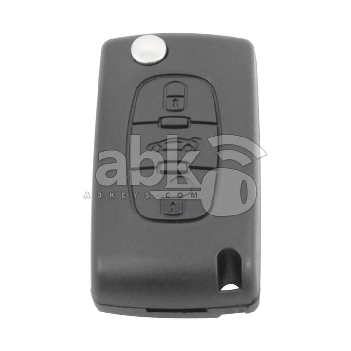 Peugeot 2003+ Flip Remote Cover 3Buttons With Battery Holder CE0536 HU83 - ABK-1145 - ABKEYS.COM